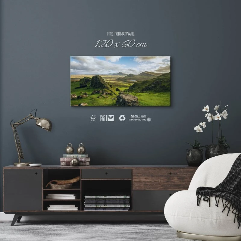 Leinwandbild 120x60cm Berge & Gebirge, Quiraing Pass Schottland