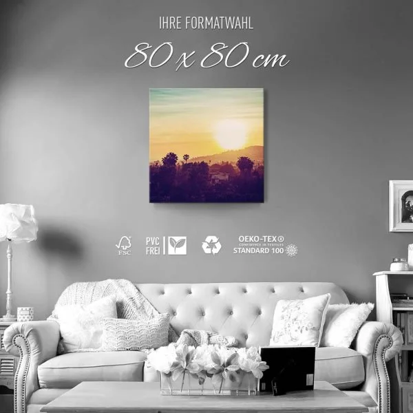 Skyline Los Angeles sunset als Leinwand Bild 80x80cm
