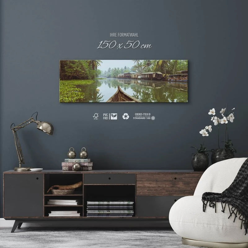 Flüsse & Seen Kumarakom Indien als Leinwand Bild 150x50cm