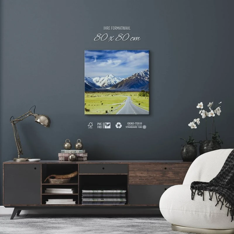 Berge & Gebirge Neuseeland südliche Alpen als Leinwand Bild 80x80cm