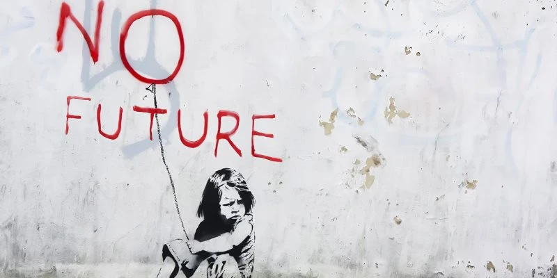 Banksy Art No Future als Acrylglas Bild 120x60cm