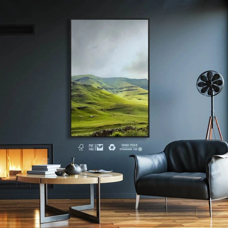 Berge & Gebirge Südafrika Mkhomazi im Hochformat 100x150cm mit schwarzen Bilderrahmen