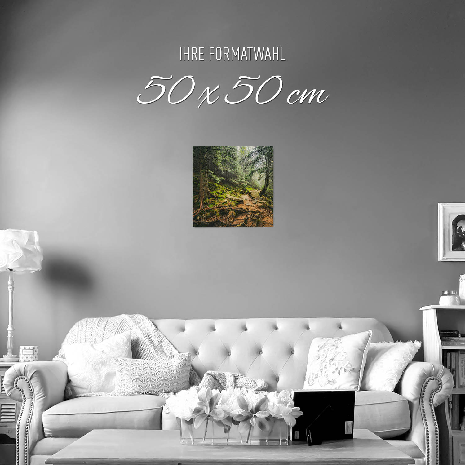 Poster 50x50cm Steinig Wald & Bäume