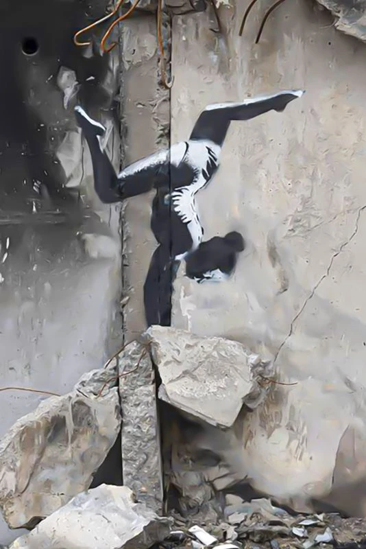 Poster 40x60cm im Hochformat, Ukraine Handstand Banksy