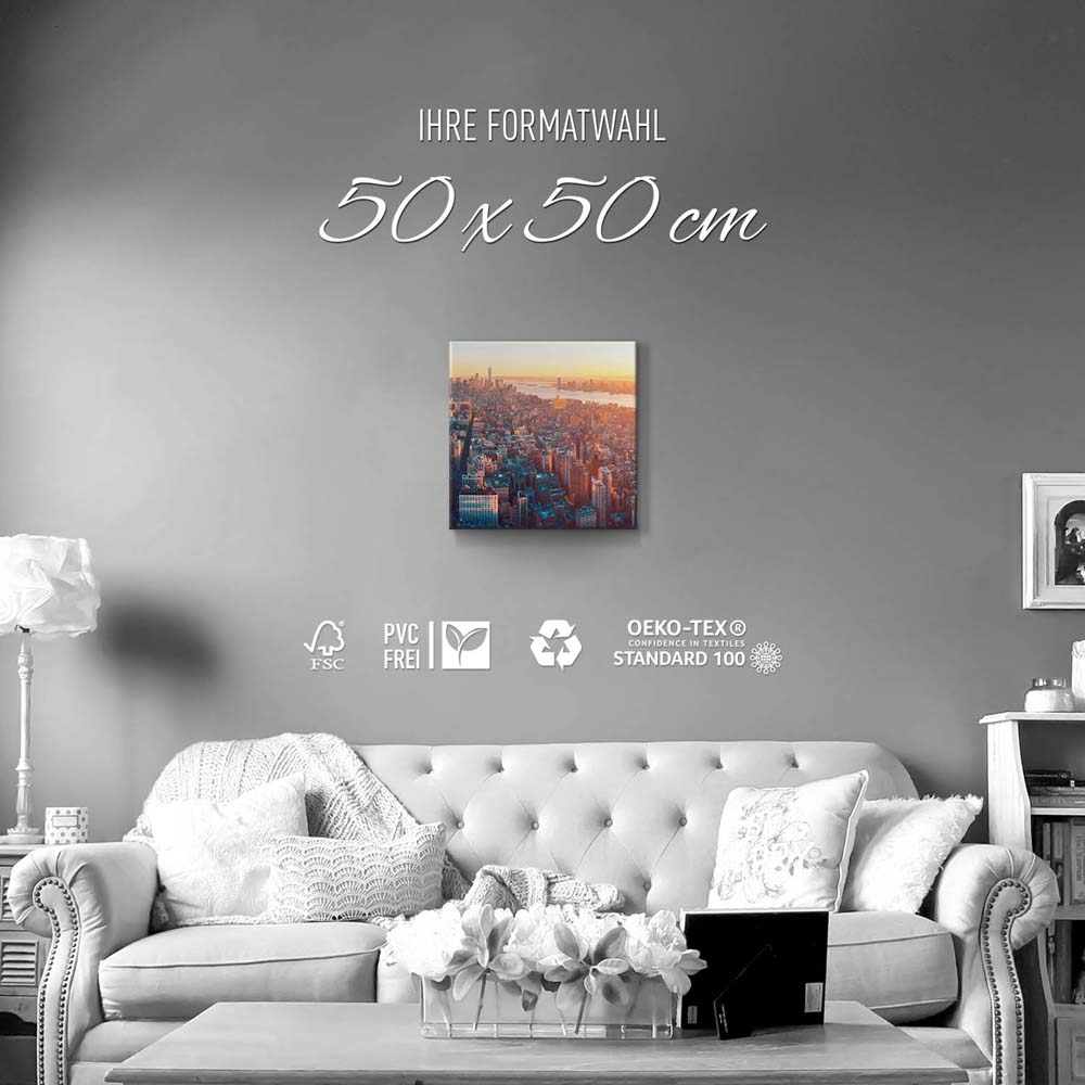Skyline Manhatten von oben als Leinwand Bild 50x50cm