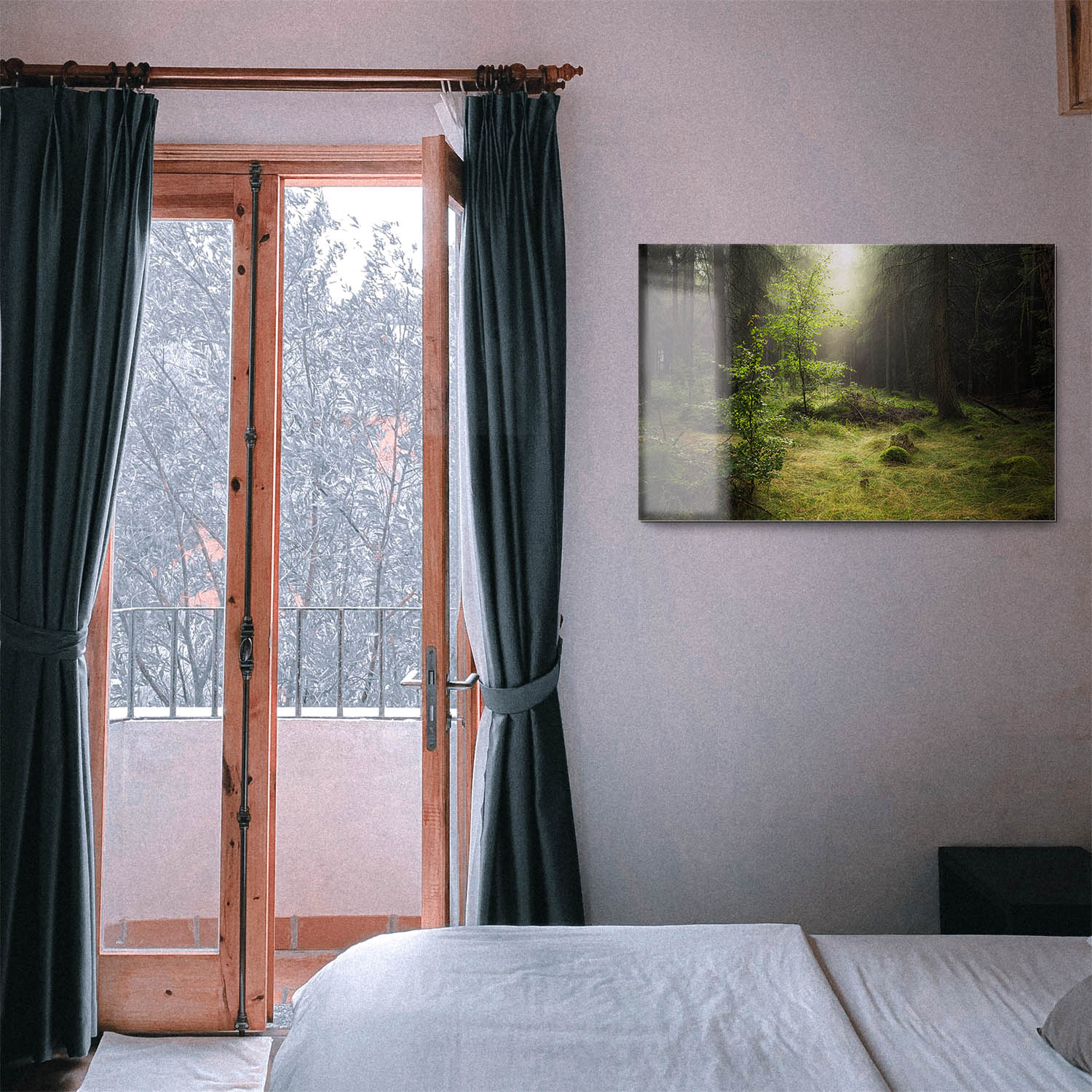 Wald & Bäume Lichtung als Acrylglasverbund Bild 110x50cm