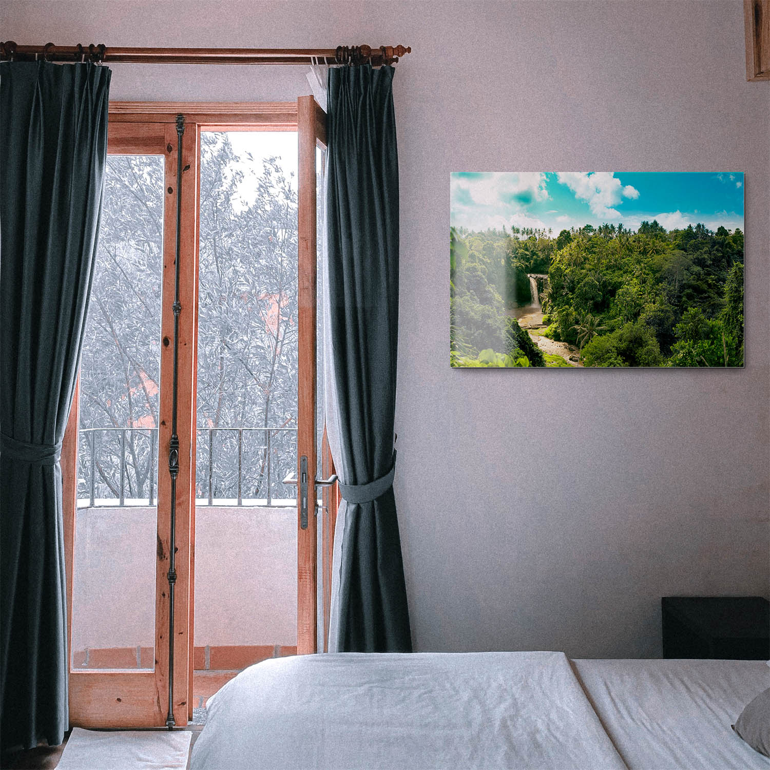 Dschungel Wasserfallpanorama als Acrylglasverbund Bild 180x90cm