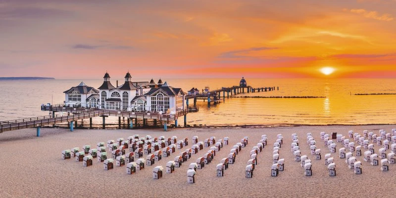 Strand & Meer Seebrücke Sellin Rügen als Acrylglasverbund Bild 120x60cm