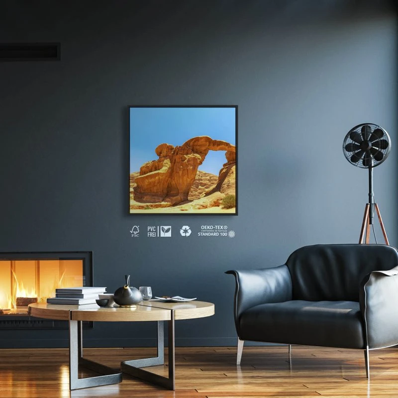 Berge & Gebirge Wadi Rum Wüste im schwarzen Bilderrahmen, 80x80cm