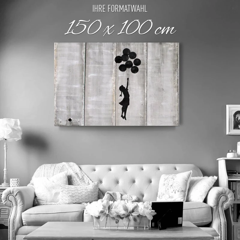 Banksy Girl with ballons als XXL Alu-Dibond Bild 150x100cm