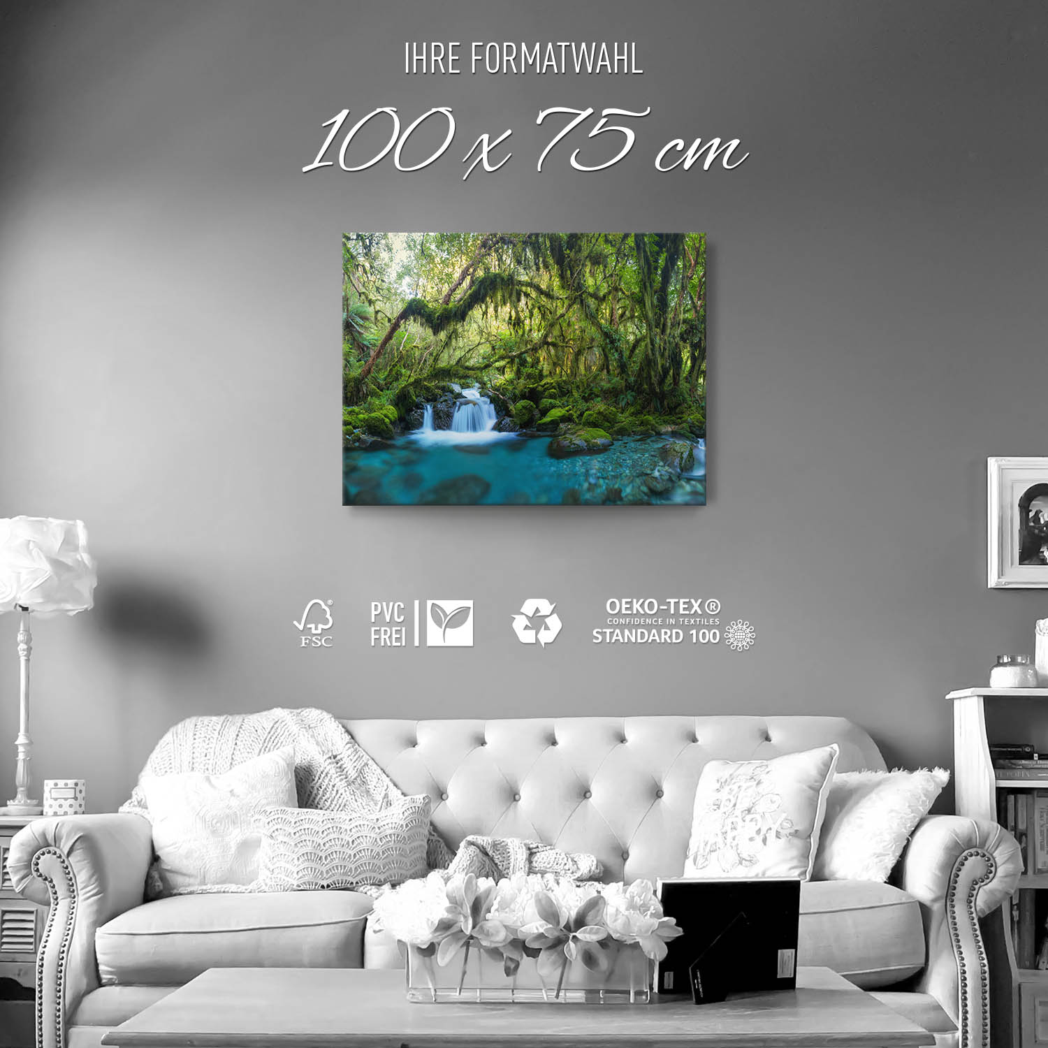 Leinwandbild Dschungel idylischer Bachlauf 100x75cm