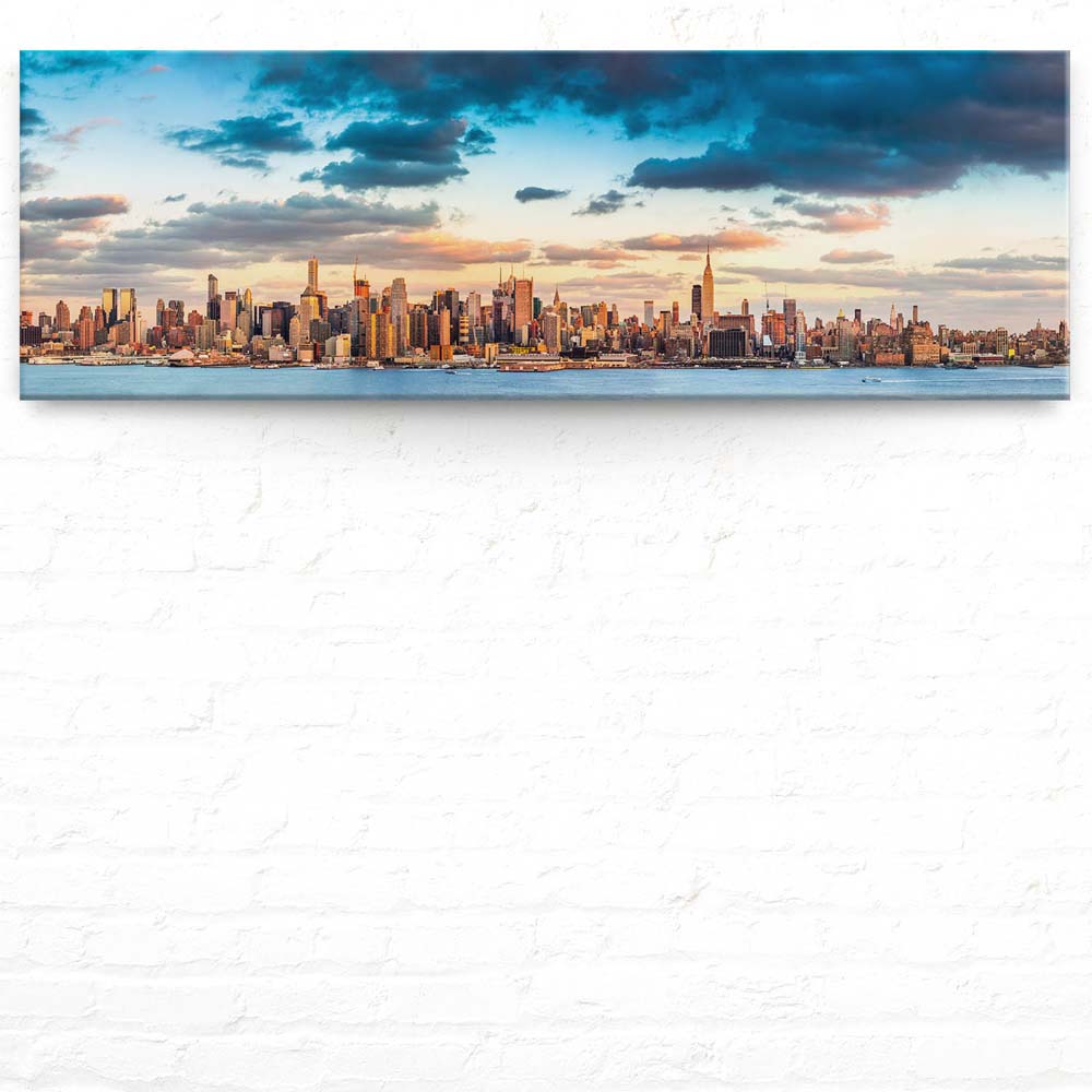 Skyline Panorama von New York als Leinwand Bild 150x50cm