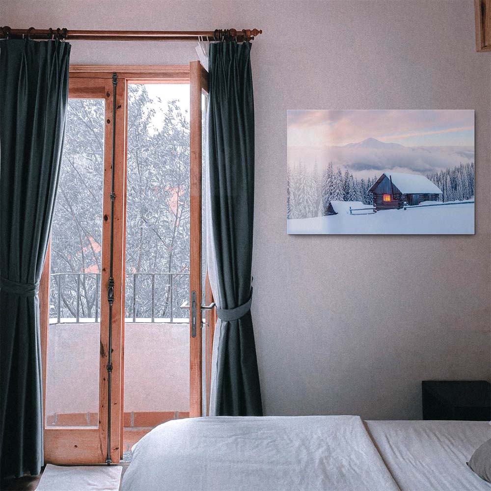 Berge & Gebirge Winterhütte als Acrylglasverbund Bild 180x120cm