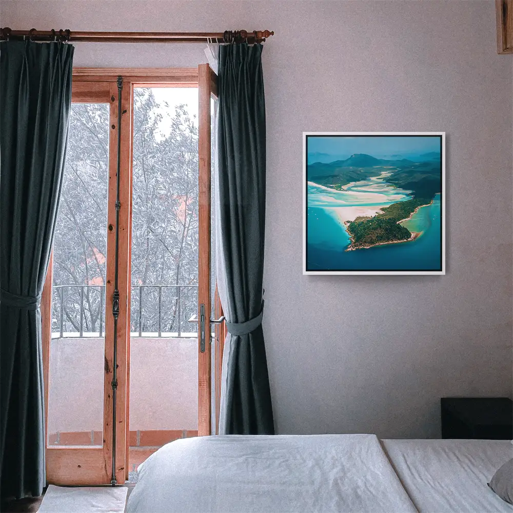 Strand & Meer Panorama Australien im weißen Bilderrahmen, 80x80cm