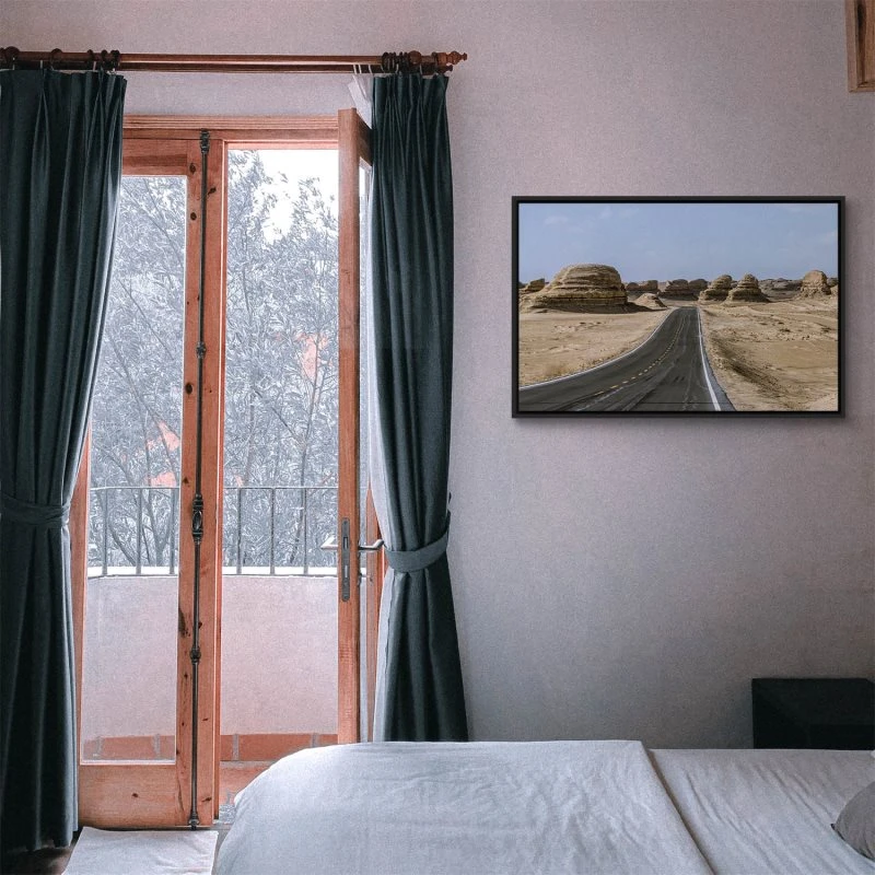 Berge & Gebirge Wüste Gobi im schwarzen Bilderrahmen, 120x60cm