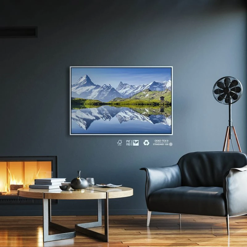 Berge & Gebirge Bachalpsee Schweiz im weißen Bilderrahmen, 150x100cm