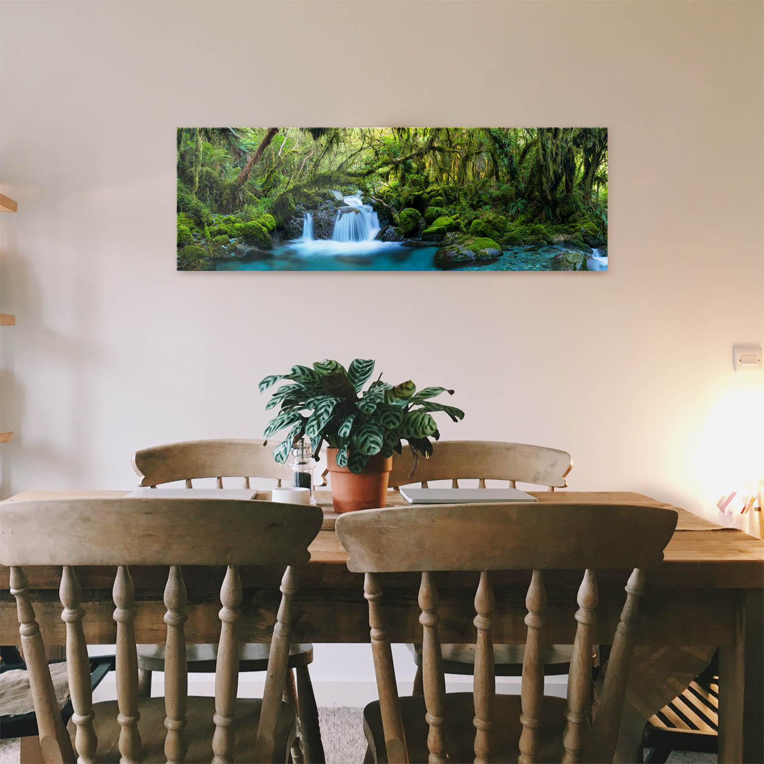 Acrylglasbild Dschungel, idylischer Bachlauf, 110x50cm groß