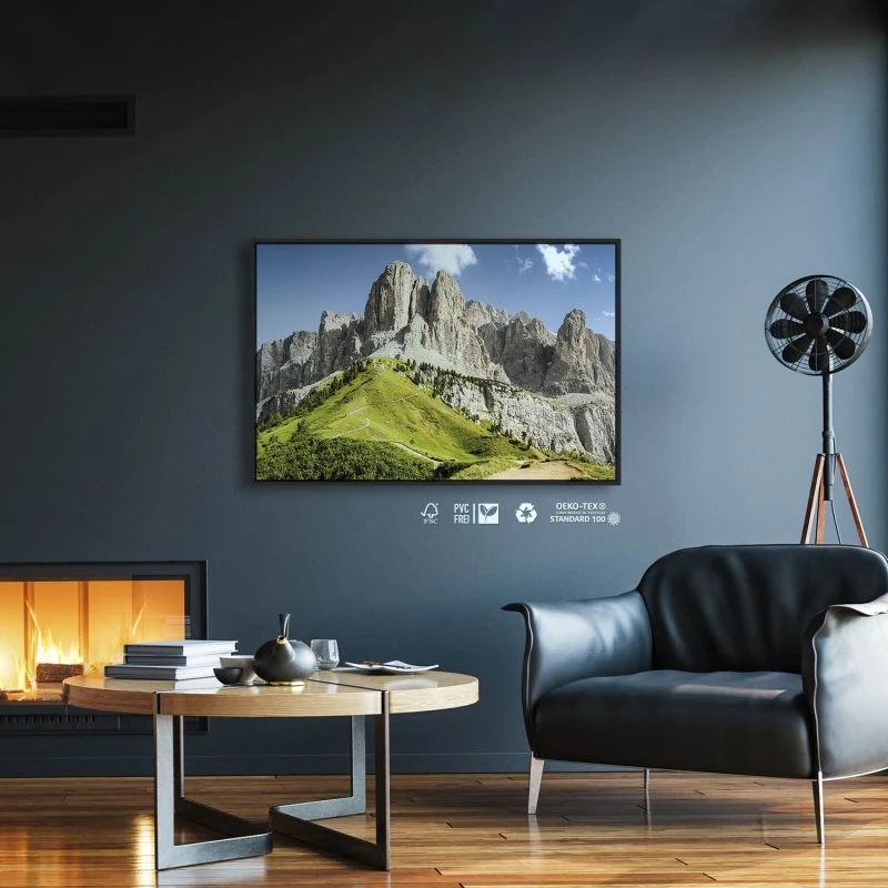 Berge & Gebirge Dolomiten Panorama im schwarzen Bilderrahmen, 160x120cm
