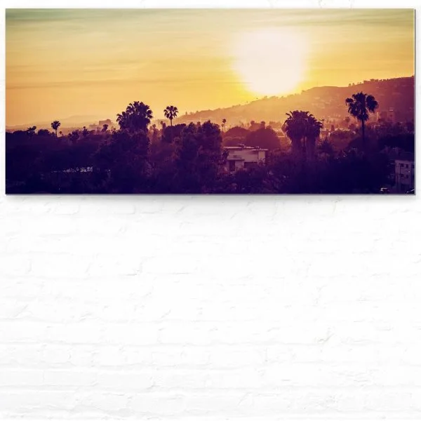 Skyline Los Angeles sunset als Acrylglasverbund Bild 110x50cm