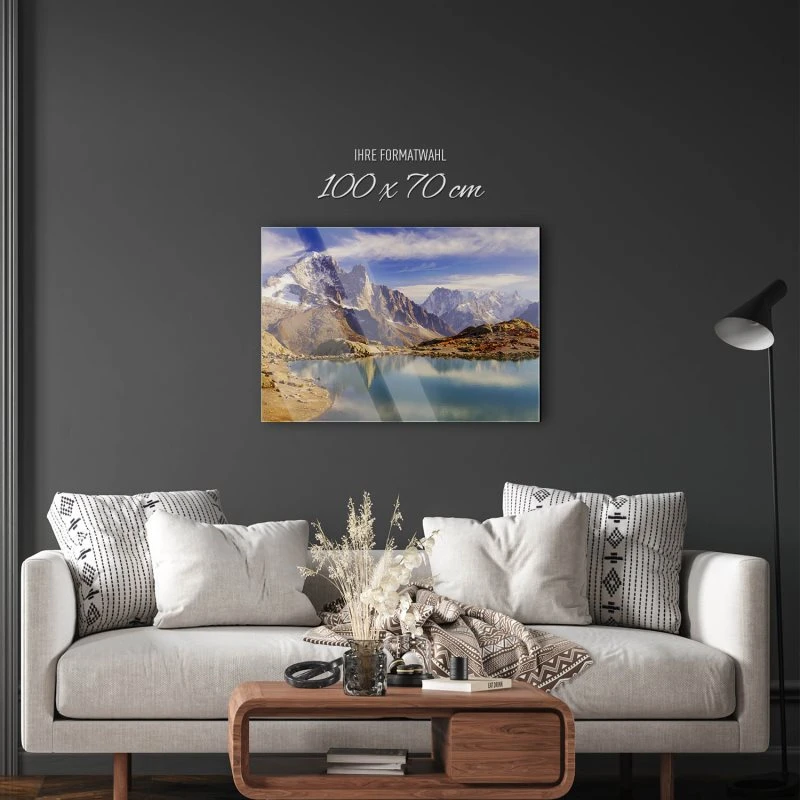 Acrylglasbild Crystal Lakes Franz. Alpen, Berge & Gebirge, 100x70cm groß