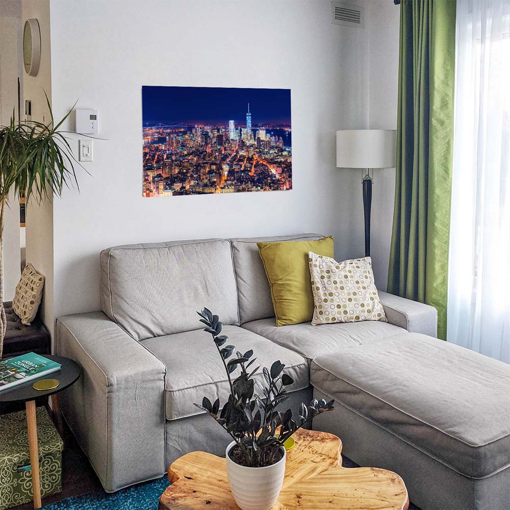 Poster Manhatten bei Nacht Skyline, 100x75cm groß