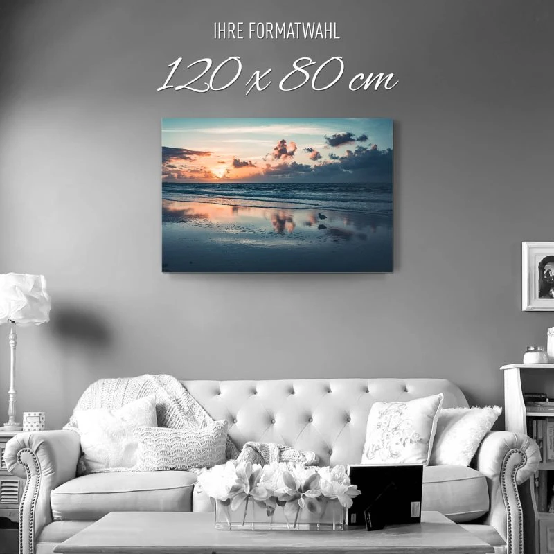 Strand & Meer Sonnenuntergang Nordsee als Alu-Dibond Bild 120x80cm