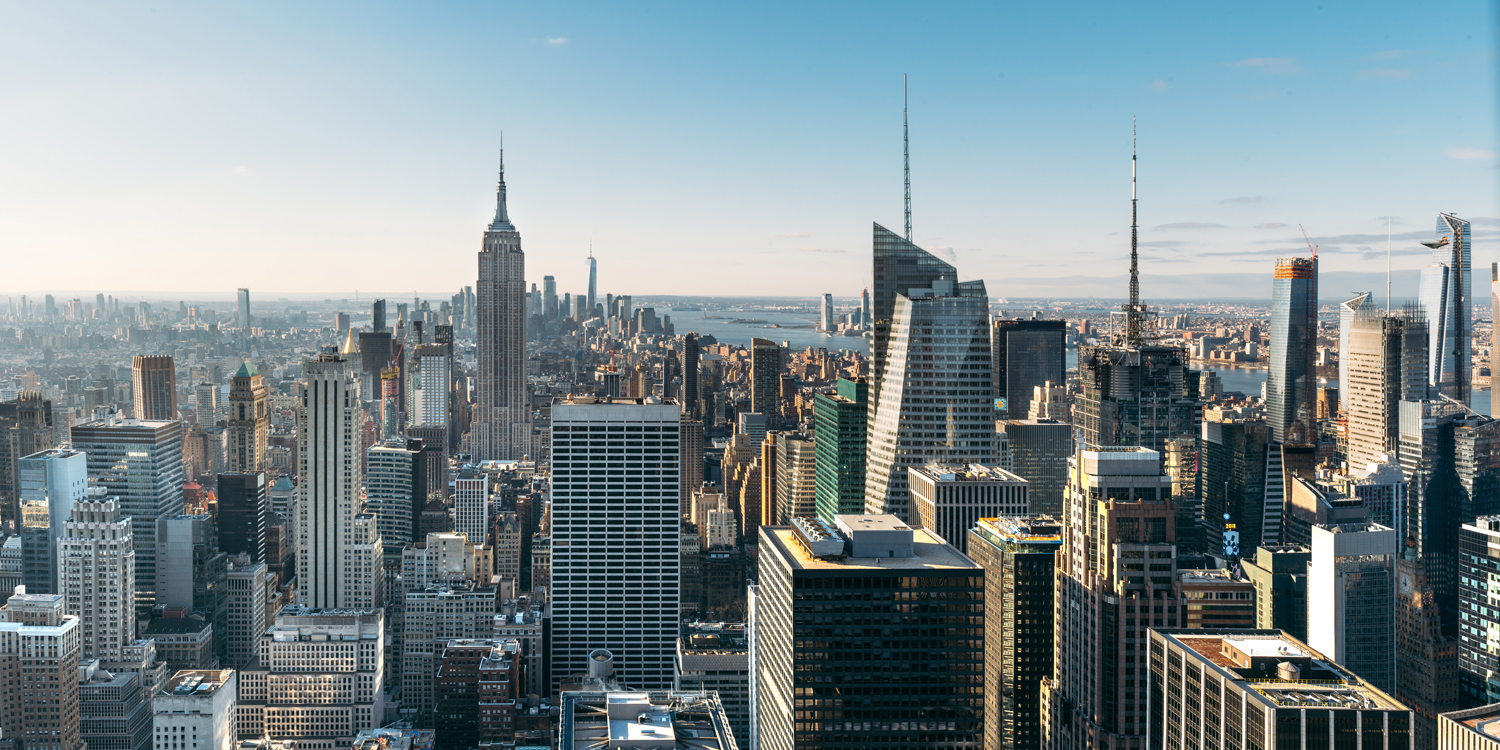 Skyline New York Empire State als Acrylglasverbund Bild 180x90cm