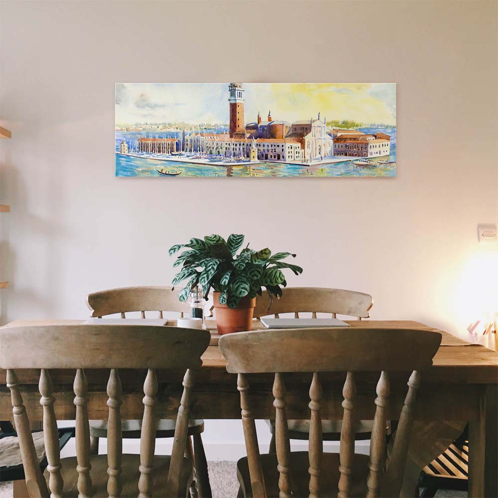 Panorama Acrylglasbild 180x90cm Skyline Venedig als Gemälde