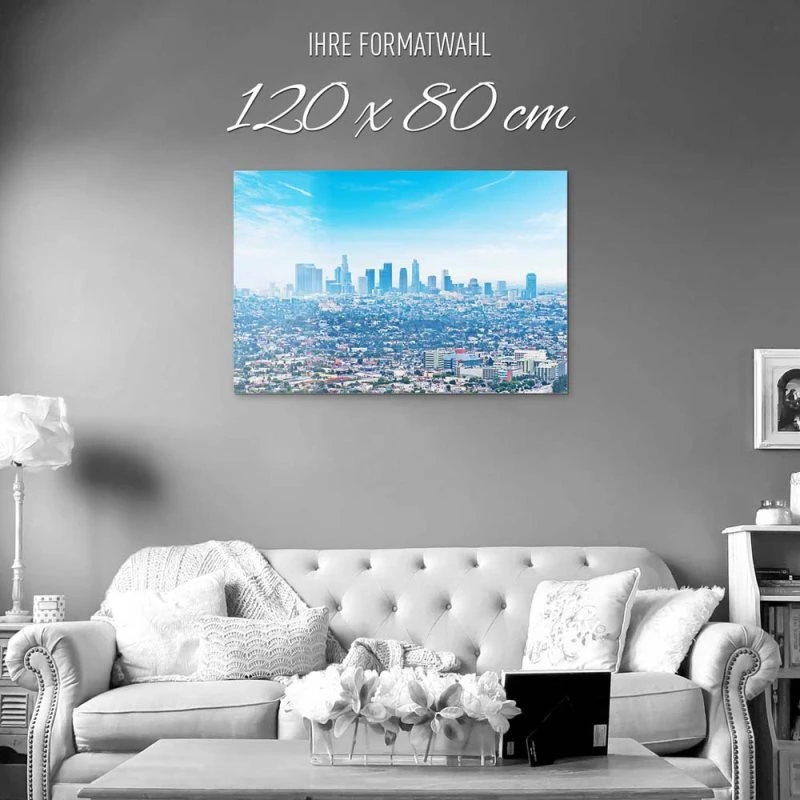 Skyline Los Angeles Panorama als Acrylglasverbund Bild 120x80cm