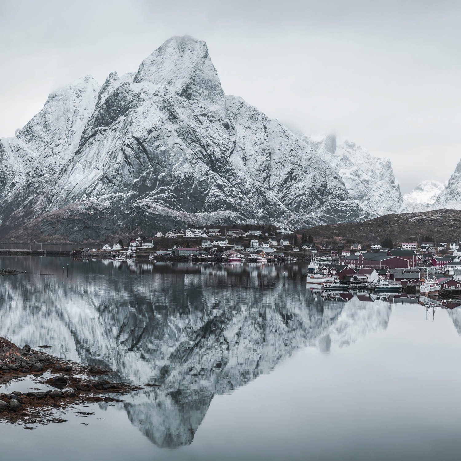 WandPoster Berge & Meer Lofoten Norwegen, 50x50cm