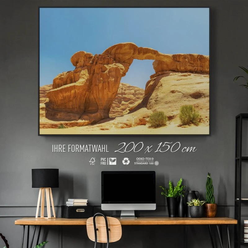 Berge & Gebirge Wadi Rum Wüste im schwarzen Bilderrahmen, 200x150cm