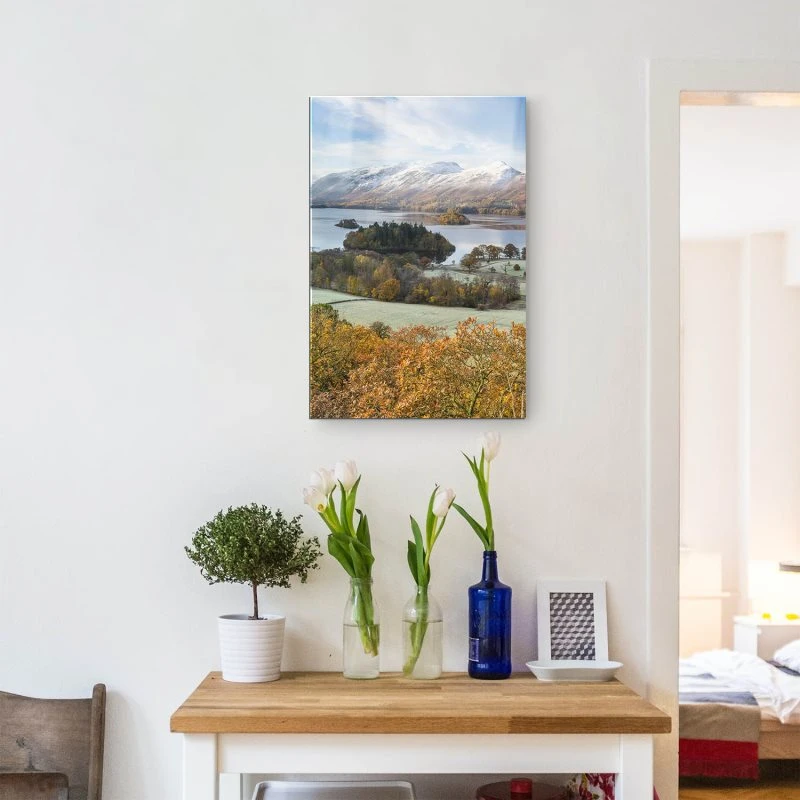Hochformat Acrylglasverbund Bild, Berge & Gebirge Derwent Water England in 80x120cm größe
