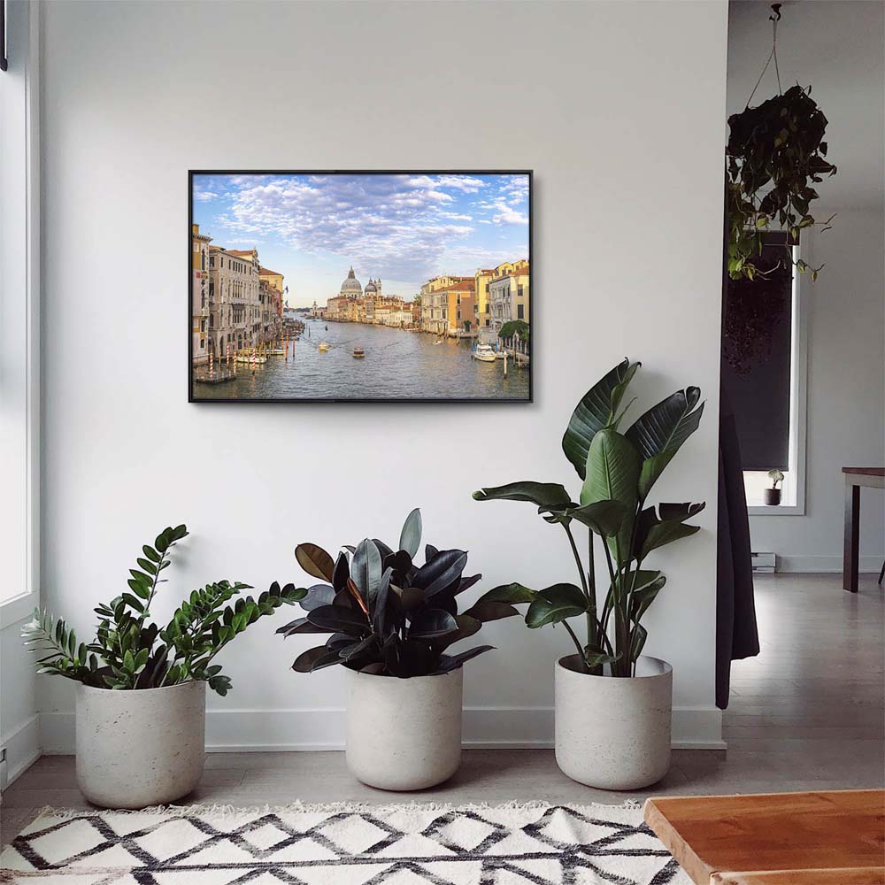 Skyline Canal Grande in Venedig im schwarzen Bilderrahmen, 150x100cm