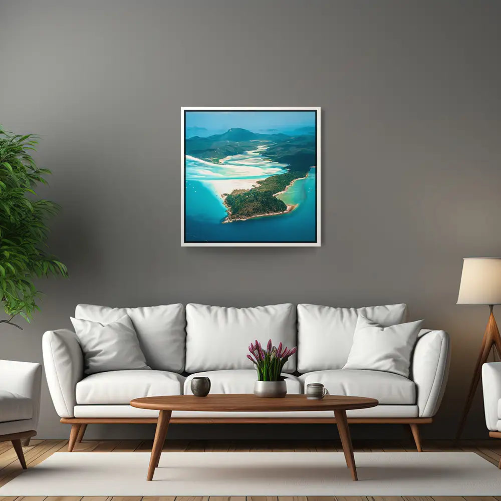 Strand & Meer Panorama Australien im weißen Bilderrahmen, 80x80cm