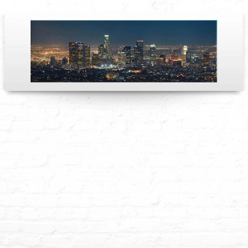 Skyline Los Angeles Nachts als Leinwand Bild 150x50cm