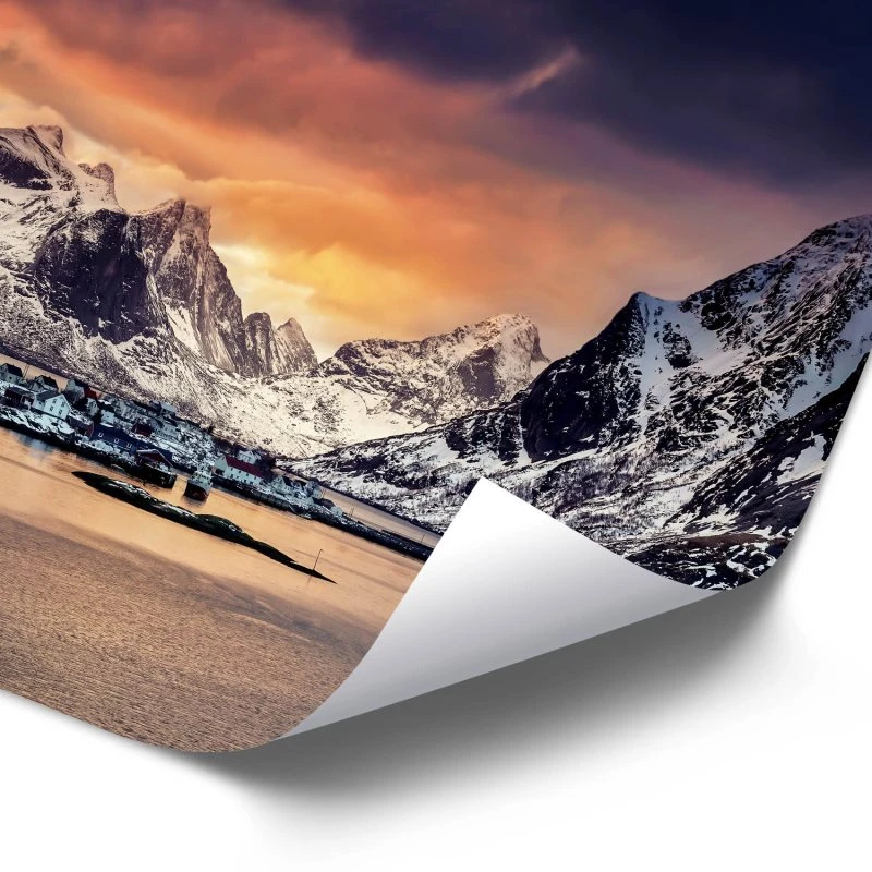 Poster 40x60cm im Hochformat, Winter in Norwegen Berge & Gebirge