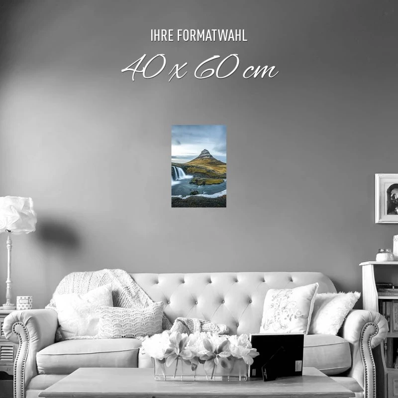 Poster 40x60cm im Hochformat, Berg Kirkjufell Wasserfall
