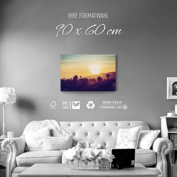 Keilrahmenbild Skyline, Los Angeles sunset 90x60cm groß