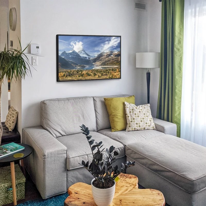 Berge & Gebirge Mount and Lake Magog Kanada im schwarzen Bilderrahmen, 120x60cm