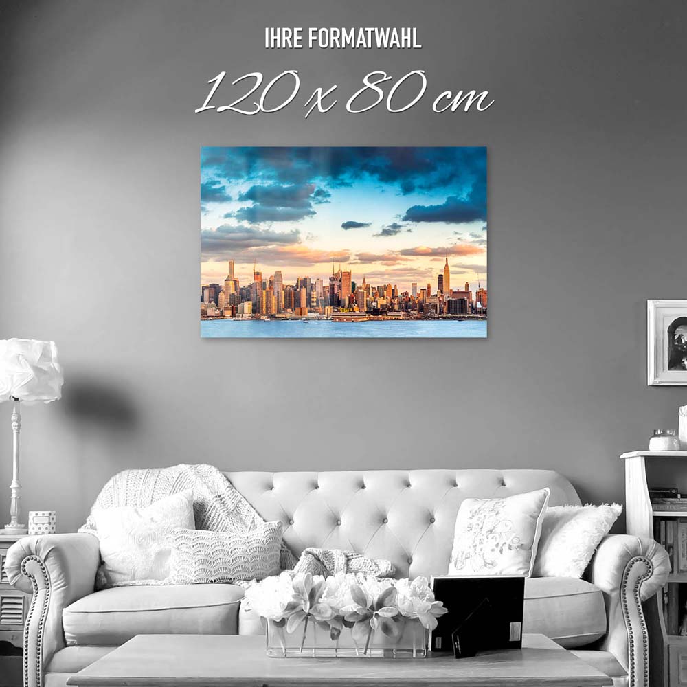 Skyline Panorama von New York als Acrylglas Bild 120x80cm