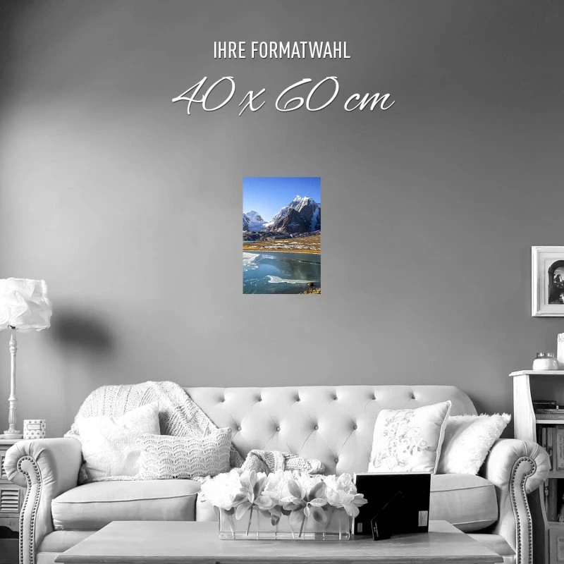 Poster 40x60cm im Hochformat, Himalaya Gurudongmar See Berge & Gebirge