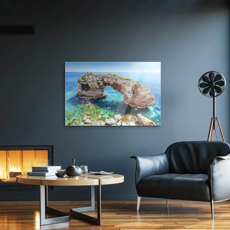 Strand & Meer Bogen Es Pontas, Mallorca als Acrylglas Bild 120x60cm