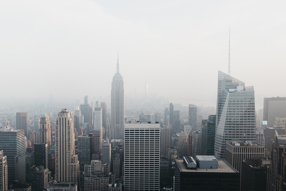 Poster 90x60cm groß, Skyline New York im Smog