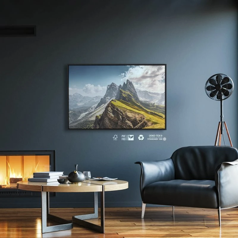 Berge & Gebirge Dolomiten Geisslergruppe im schwarzen Bilderrahmen, 90x60cm