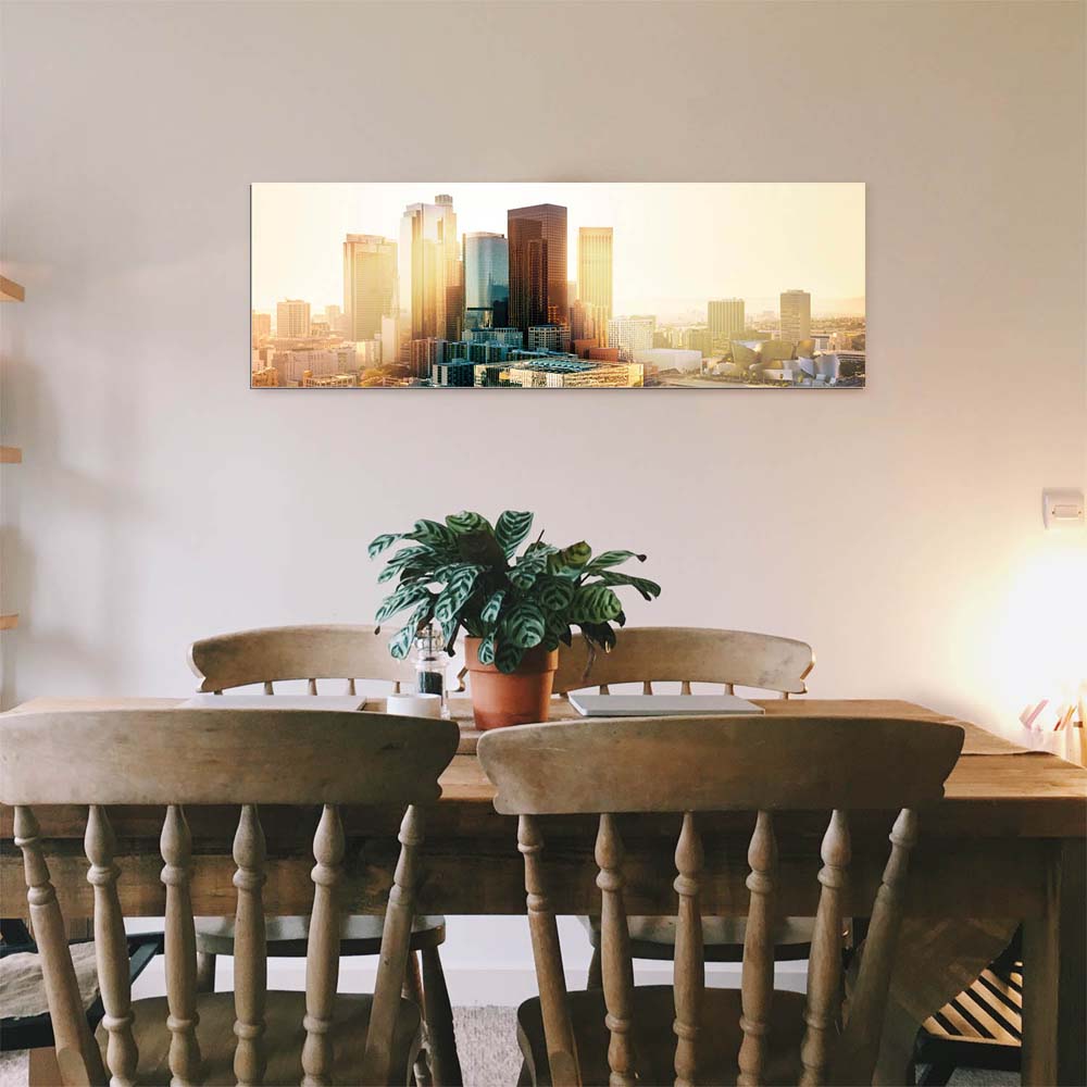 Skyline Los Angeles Sunset als Alu-Dibond Bild 120x60cm