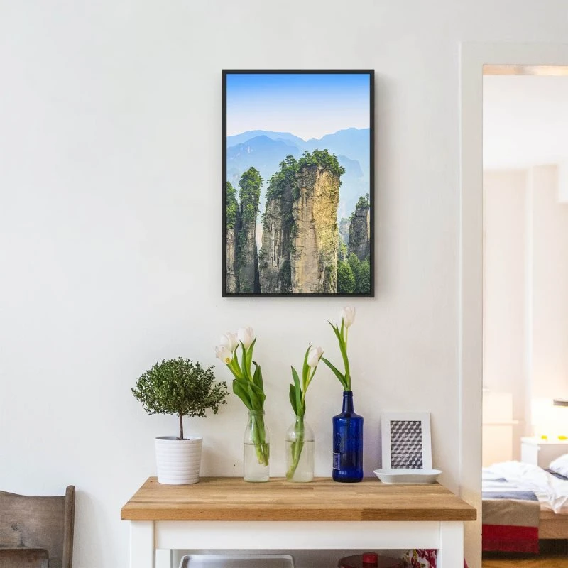 Berge & Gebirge Zhangjiajie Nationalpark im Hochformat 40x60cm mit schwarzen Bilderrahmen