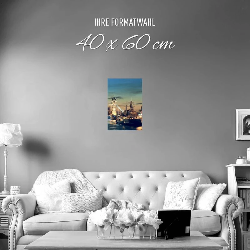 Poster 40x60cm im Hochformat, London Themse Tower Bridge Flüsse & Seen