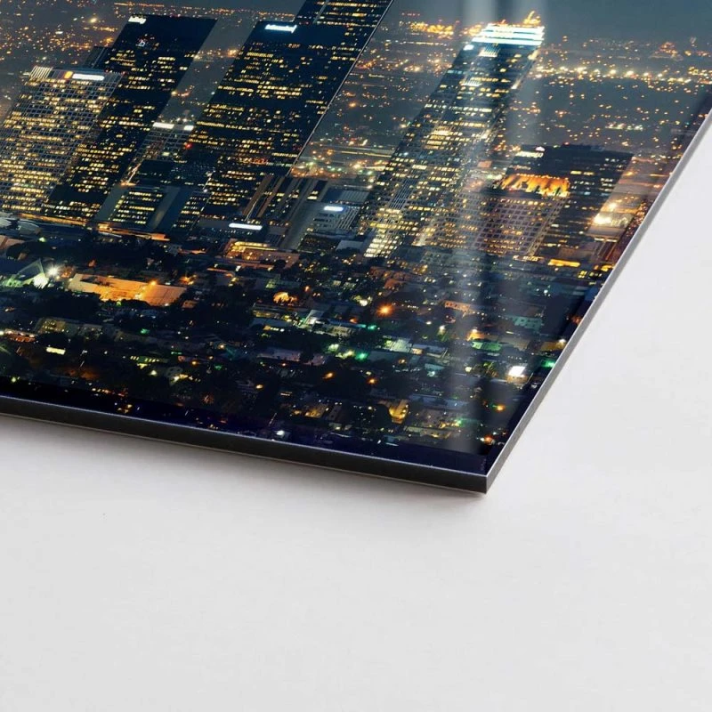 Skyline Los Angeles Nachts als Acrylglasverbund Bild 180x90cm