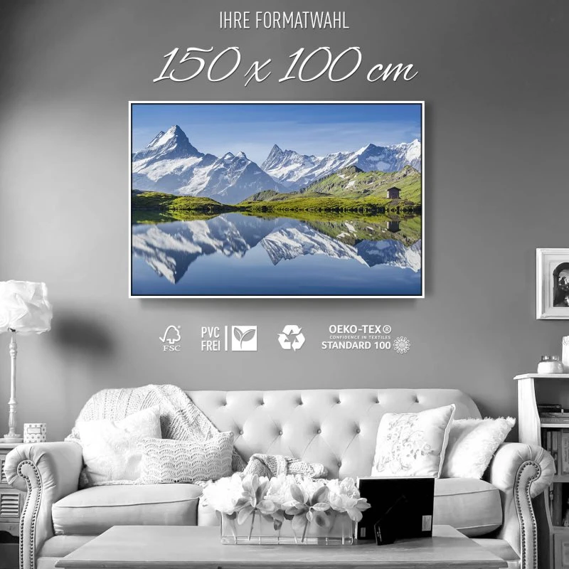 Berge & Gebirge Bachalpsee Schweiz im weißen Bilderrahmen, 150x100cm