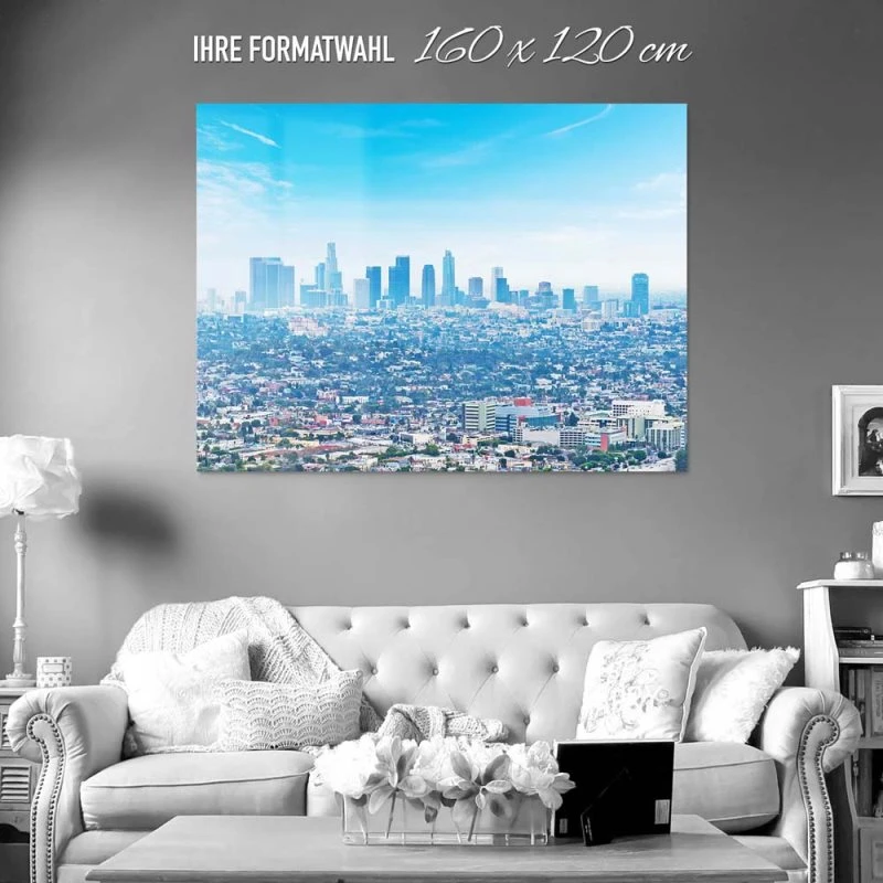 Acrylglasbild XXL, Skyline Los Angeles Panorama 160x120cm groß